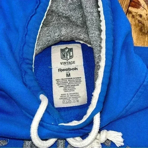 Reebok NFL Vintage blue reverse hem Denver Broncos kangaroo pocket Hoodie - Picture 5 of 8